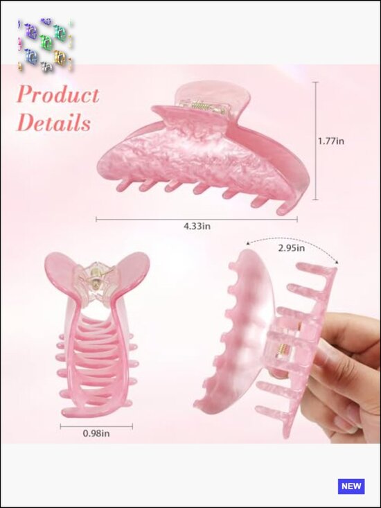16 Pack Large Acrylic Hair Claw Clips Non-Slip for Thick Thin Hair
